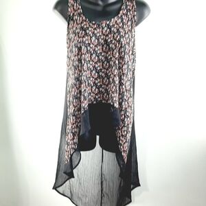 UK2LA Floral Black Sheer Tank Top